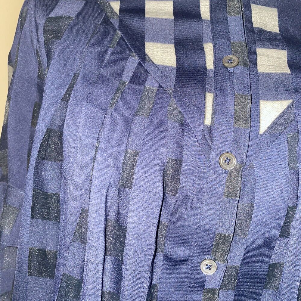 Current Air Anthropologie Blouse SP Short Sleeve Button Up Plaid Sheer Bows - Picture 5 of 16